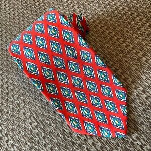 Polo Ralph Lauren Red Geometric Silk Men's Tie Hand Made